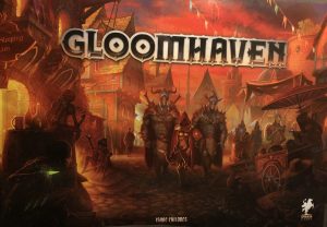 The box cover of the Gloomhaven Boardgame