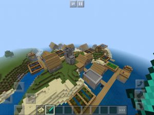 Fishing village with crops and black smith.