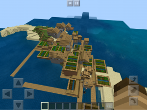 Fishing village with lots of crops ready to harvest.