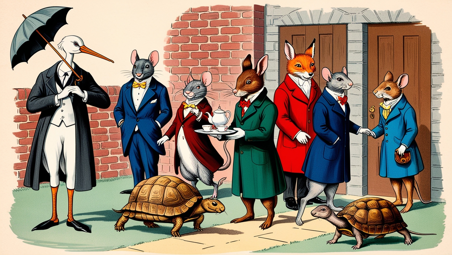 A group of anthropomorphic animals gather for tea and stories